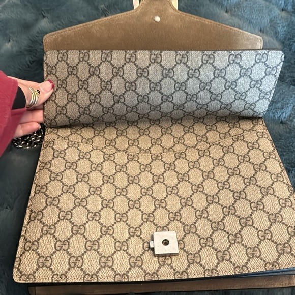 Gucci large handbag brown with suede worn twice - Picture 8 of 10